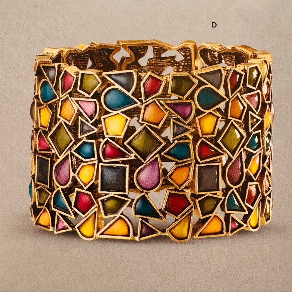 Lia Sophia Mosaic Stretch Gold Bracelet Multi Color